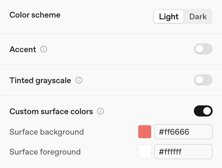 Customization preview
